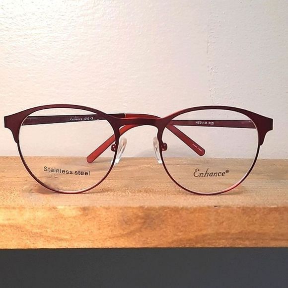 NEW prescription-ready Eyeglass Frame burgundy/red STAINLESS STEEL youth glasses - Picture 6 of 6